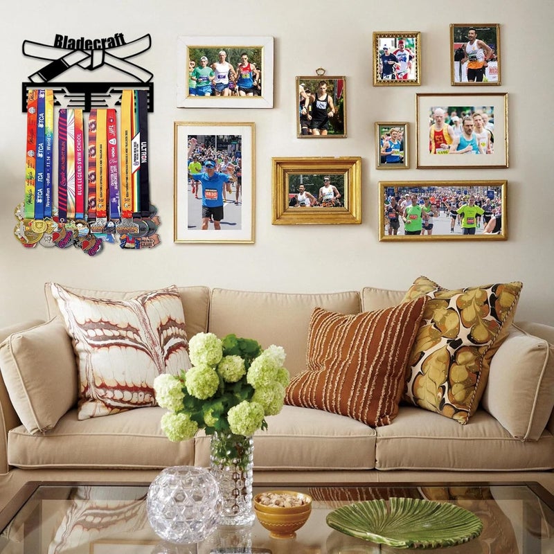 Resama Medal Hanger Holder Display Wall Rack Frame Shelf-Medal Hanger Awards Ribbon Soccer,Gymnastics,Holder Display Rack for 60 Medals - Image 3